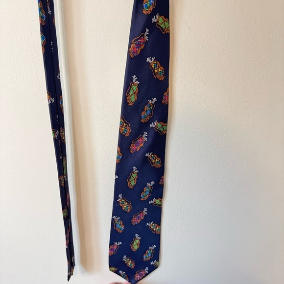 Alynn Neckwear Silk Tie "Tartan Bags" Navy Multicolor Golf Mens Designer Necktie - Picture 2 of 4